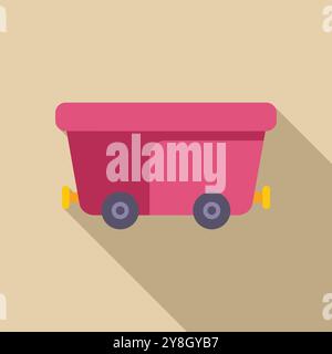 Semplice illustrazione vettoriale di un carrello minerario rosa per il trasporto del carbone Illustrazione Vettoriale