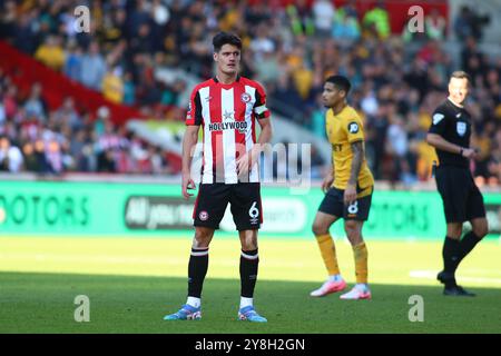 Londra, Regno Unito. 5 settembre 2024. Londra, Inghilterra, 5 ottobre 2024: Christian Norgaard (6 Brentford) durante la partita di Premier League tra Brentford e Wolverhampton Wanderers al Gtech Community Stadium di Londra, Inghilterra (Alexander Canillas/SPP) crediti: SPP Sport Press Photo. /Alamy Live News Foto Stock