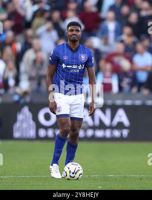 Londra, Regno Unito. 5 ottobre 2024. Ben Johnson (IT) alla partita West Ham United contro Ipswich Town EPL, al London Stadium, Londra, Regno Unito il 5 ottobre 2024. Crediti: Paul Marriott/Alamy Live News Foto Stock