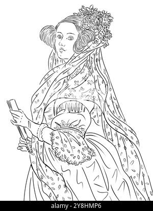 Ritratto di Ada Lovelace, famosa matematica inglese Foto Stock