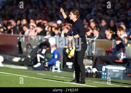 Londra, Regno Unito. 5 ottobre 2024. Londra, Inghilterra, 5 ottobre 2024: Il manager di Brentford Thomas Frank durante la partita di Premier League tra Brentford e Wolverhampton Wanderers al Gtech Community Stadium di Londra, Inghilterra (Alexander Canillas/SPP) crediti: SPP Sport Press Photo. /Alamy Live News Foto Stock