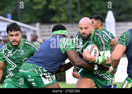 Azioni del gioco e immagini dei giocatori durante la partita tra Benetton Rugby vs Leinster Rugby allo Stadio Monigo - 5 ottobre 2024, durante il Campionato United Rugby 2024/2025 durante Benetton Rugby vs Leinster Rugby, partita United Rugby Championship a Treviso, Italia, 05 ottobre 2024 Foto Stock