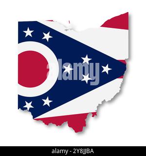 Illustrazione della mappa della bandiera dello stato dell'Ohio Foto Stock