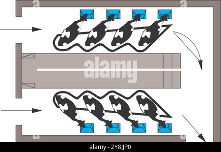 Produzione casearia produzione casearia composizione del diagramma di flusso isometrico con immagini isolate di prodotti lattiero-caseari e impianti di produzione illustrazione vettoriale Illustrazione Vettoriale