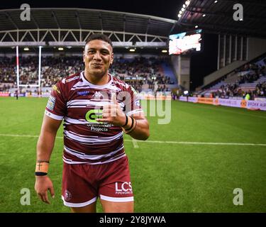 Wigan, Inghilterra - 5 novembre 2024 - Patrick Mago dei Wigan Warriors. Rugby League Betfred Super League, Wigan Warriors vs Leigh Leopards al Brick Community Stadium, Wigan, UK Dean Williams Foto Stock