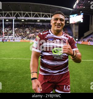 Wigan, Inghilterra - 5 novembre 2024 - Patrick Mago dei Wigan Warriors. Rugby League Betfred Super League, Wigan Warriors vs Leigh Leopards al Brick Community Stadium, Wigan, UK Dean Williams Foto Stock