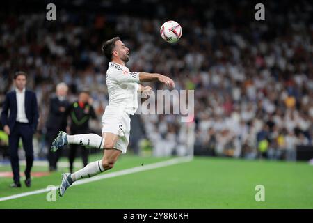 Madrid, Spagna. 5 ottobre 2024. MADRID, SPAGNA - 5 ottobre: Daniel Carvajal del Real Madrid in azione durante la partita della liga 2023/24 tra Real Madrid e Villarreal allo stadio Santiago Bernabeu. Crediti: Guille Martinez/AFLO/Alamy Live News Foto Stock