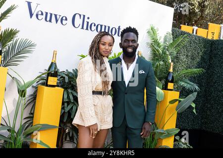 Los Angeles, Stati Uniti. 5 ottobre 2024. Melanie Liburd e Jimmy Akingbola assistono agli arrivi del Veuve Clicquot Polo Classic al Will Rogers State Historic Park di Los Angeles, CALIFORNIA, il 5 ottobre 2024. (Foto di Corine Solberg/Sipa USA) credito: SIPA USA/Alamy Live News Foto Stock
