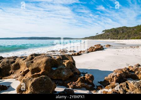 Famose sabbie bianche di Hyams Beach, Jervis Bay, New South Wales, Australia Foto Stock