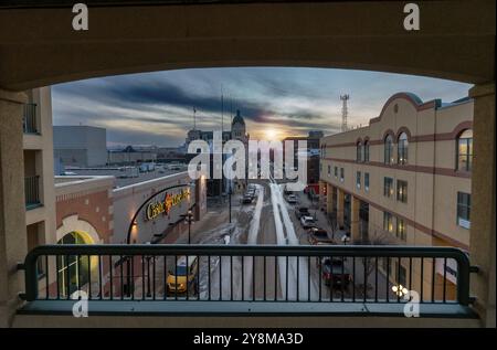 Vista del tramonto Moose Jaw Ssktchewan Municipio del centro Foto Stock