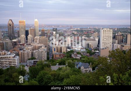 Foto panoramica della città di Montreal fron Mount Royal Foto Stock