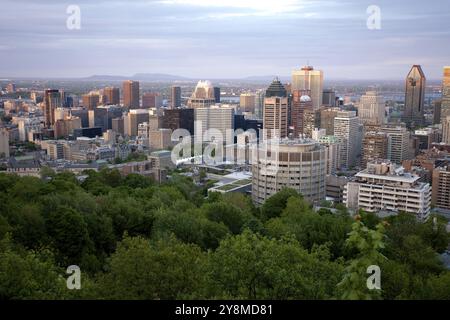 Foto panoramica della città di Montreal fron Mount Royal Foto Stock