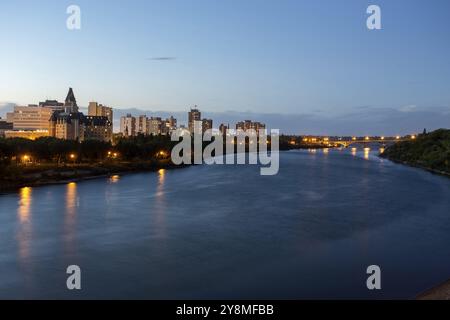 Notte Fotografia Saskatoon Nord Saskatchewan Fiume Canada Foto Stock