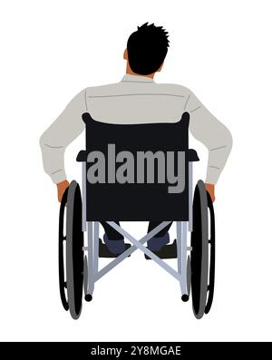 Uomo d'affari con disabilità seduto in sedia a rotelle Illustrazione Vettoriale