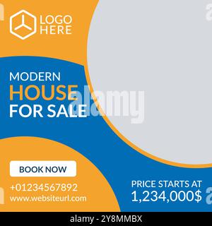 Modern House for sale Social Media Template Professional Vector Design Illustrazione Vettoriale
