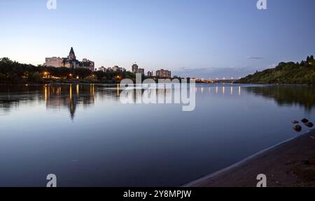 Notte Fotografia Saskatoon Nord Saskatchewan Fiume Canada Foto Stock