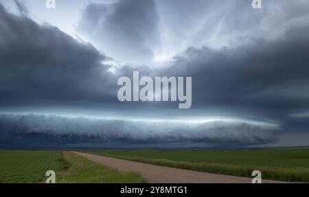 Maggiore tempesta Saskatchewan in estate rurale Canada Foto Stock