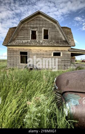 Fattoria Vintage camion Saskatchewan Canada weathered e vecchio Foto Stock