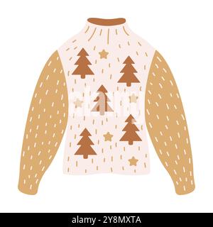 Salta con stelle e alberi di Natale oggetto vettoriale piatto Illustrazione Vettoriale