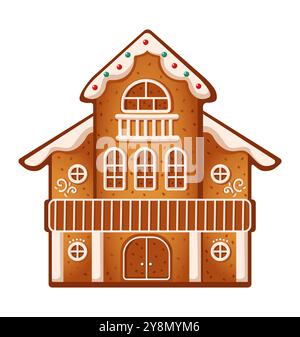 Un oggetto vettoriale di colore piatto con pane di zenzero da favola Illustrazione Vettoriale