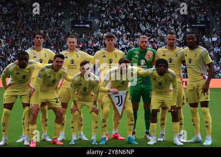 Formazione Juventus durante Juventus FC vs Cagliari calcio, partita di serie A A Torino, 6 ottobre 2024 Foto Stock