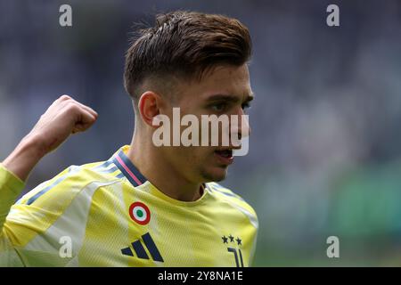 Torino, Italia. 6 ottobre 2024. Francisco Conceicao della Juventus FC gesti durante la partita di serie A tra Juventus FC e Cagliari calcio all'Allianz Stadium il 6 ottobre 2024 a Torino. Crediti: Marco Canoniero/Alamy Live News Foto Stock