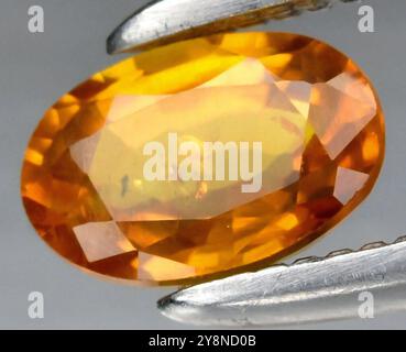 Squisita pietra preziosa arancione naturale con un aspetto brillante e una nitidezza vivace. Foto Stock