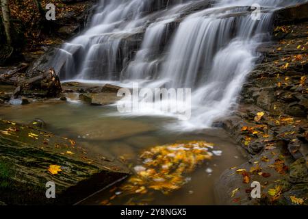 Parco Nazionale delle foreste Casentinesi, Badia Prataglia, Toscana, Italia, Europa. La cascata chiama le tre cascate. Foto Stock