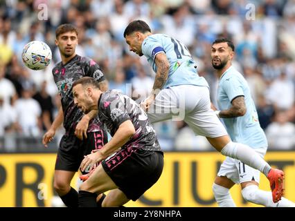 Roma, Italia. 6 ottobre 2024. Mattia Zaccagni del SS Lazio durante la partita di serie A tra SS Lazio e Empoli FC allo stadio Olimpico di Roma, 6 ottobre 2024. Crediti: Insidefoto di andrea staccioli/Alamy Live News Foto Stock