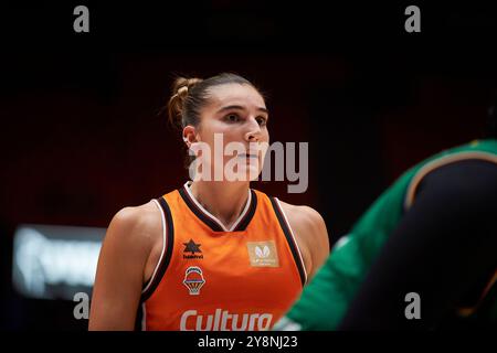 Maria Eraunzetamurgil di Valencia basket durante la Liga Femenina Endesa Regular Season Round 1 il 6 ottobre 2024 a Pabellon Fuente de San Luis (Val Foto Stock