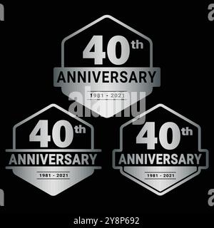 logotipo celebrativo dei 40 anni. collezione di logo per il 40° anniversario. Set di modelli di design per l'anniversario. Vettore e illustrazione. Illustrazione Vettoriale