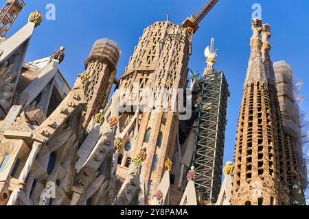 Basilica della Sagrada Familia. Barcellona. Spagna. La Basilica e la Chiesa espiatoria della Sagrada Familia è una grande chiesa cattolica romana a Barcellona, progettata dall'architetto spagnolo catalano Antoni Gaudí (1852-1926). Foto Stock