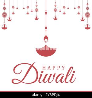 Happy Diwali, grafica vettoriale Happy Diwali, biglietto d'auguri Diwali, post design dei social media, file vettoriale, modello modificabile. Illustrazione Vettoriale