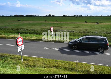 Monnickendam, Paesi Bassi - 25 agosto 2024: La strada nella campagna dei Paesi Bassi. Foto Stock