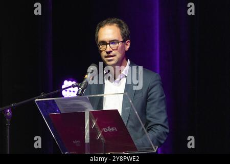 Nivelles, Belgio. 6 ottobre 2024. Gregory Matgen nella foto durante il congresso elettorale del partito regionalista di lingua francese Defi in vista delle elezioni della prossima settimana, domenica 06 ottobre 2024, a Nivelles. Il prossimo 13 ottobre, il Belgio terrà le elezioni locali per eleggere nuovi consigli municipali e provinciali e sindaci. BELGA FOTO NICOLAS MAETERLINCK credito: Belga News Agency/Alamy Live News Foto Stock