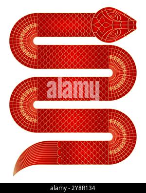 Delineare il serpente geometrico. Simbolo del nuovo anno cinese 2025. Illustrazione Vettoriale