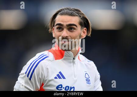 Londra, Regno Unito. 6 ottobre 2024. Jota Silva del Nottingham Forest durante la partita di Premier League tra Chelsea e Nottingham Forest allo Stamford Bridge di Londra domenica 6 ottobre 2024. (Foto: Jon Hobley | mi News) crediti: MI News & Sport /Alamy Live News Foto Stock