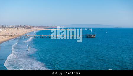 Veduta aerea di Venice Beach e Pier a Los Angeles, California Foto Stock