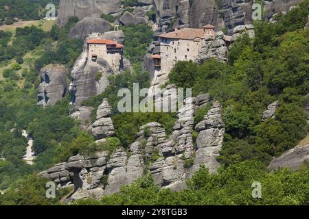 Monasterys a Meteora, sito patrimonio dell'umanità dell'UNESCO, Tessaglia, Grecia, Europa Foto Stock