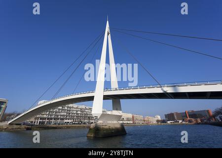 Ponte pedonale, Commerce Basin, le Havre, Seine-Maritime, Francia, Europa Foto Stock