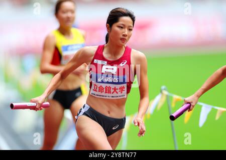 Tokyo, Giappone. 6 ottobre 2024. Miku Takino Athletics : la 108a finale di staffetta femminile 4x400 m del Campionato Nazionale di atletica leggera allo Stadio Nazionale di Tokyo, Giappone . Crediti: Naoki Nishimura/AFLO SPORT/Alamy Live News Foto Stock