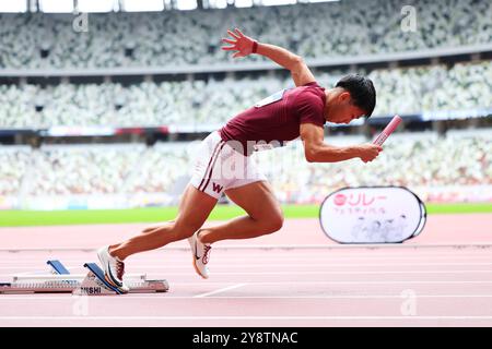 Tokyo, Giappone. 6 ottobre 2024. Haruki Otake Athletics : la 108a finale di staffetta maschile 4x100 m del Campionato Nazionale di atletica leggera allo Stadio Nazionale di Tokyo, Giappone . Crediti: Yohei Osada/AFLO SPORT/Alamy Live News Foto Stock