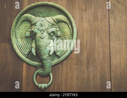 Elephant testa bussatore. Concetto di avventura, mistero, fantasia Foto Stock