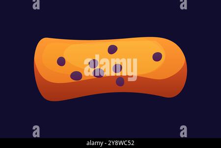 Trattino o trattino di punteggiatura del cartoni animati. Alfabeto di caramelle e dolciumi, carattere, tipo di biscotto. I bambini vettoriali isolati abc segno tipografico o glifo come cottura fresca con semi cosparsi Illustrazione Vettoriale