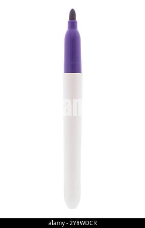 Pennarello indelebile viola su sfondo bianco Foto Stock