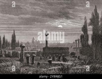 Cimitero di Mogador, Essaouira, Marocco, XIX secolo. Da le Tour du Monde, pubblicato Parigi, 1860. Foto Stock