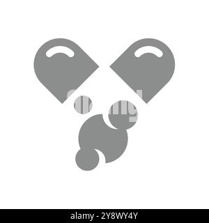 Pillola o capsula, icona vettore sanitario. Medicamento, simbolo medico della droga. Illustrazione Vettoriale