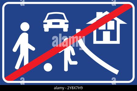 Fine della strada pedonale prioritaria, cartelli informativi, cartelli stradali in Turchia. Segnali stradali standard sulle autostrade turche. (Turco: Karayolları standart t Illustrazione Vettoriale