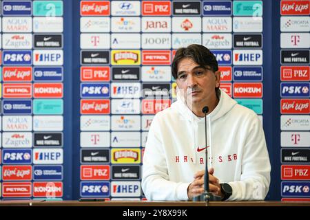 Zagabria, Croazia. 7 ottobre 2024. Il capo allenatore della nazionale di calcio croata Zlatko Dalic parla in una conferenza stampa a Zagabria, Croazia, il 7 ottobre 2024. Foto: Luka Stanzl/PIXSELL credito: Pixsell/Alamy Live News Foto Stock