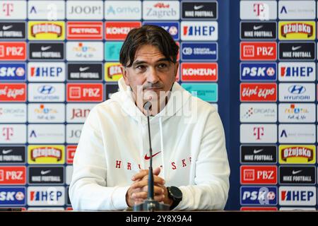 Zagabria, Croazia. 7 ottobre 2024. Il capo allenatore della nazionale di calcio croata Zlatko Dalic parla in una conferenza stampa a Zagabria, Croazia, il 7 ottobre 2024. Foto: Luka Stanzl/PIXSELL credito: Pixsell/Alamy Live News Foto Stock